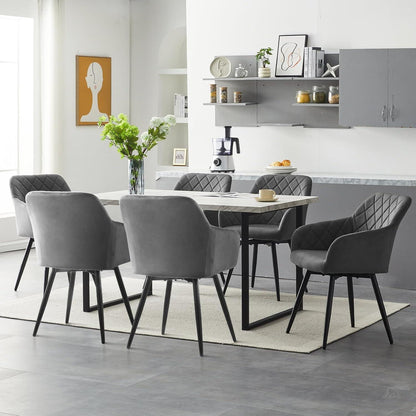Drehbarer Esszimmerstuhl Set Samt Grau – 4er Pack