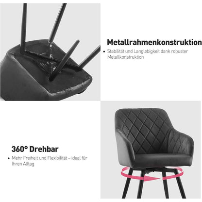 Drehbarer Esszimmerstuhl Set Samt Grau – 4er Pack