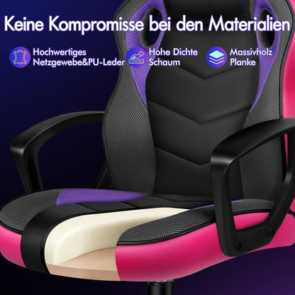 Ergonomischer Gaming-Stuhl Lila Mega in Lederoptik und Stoff