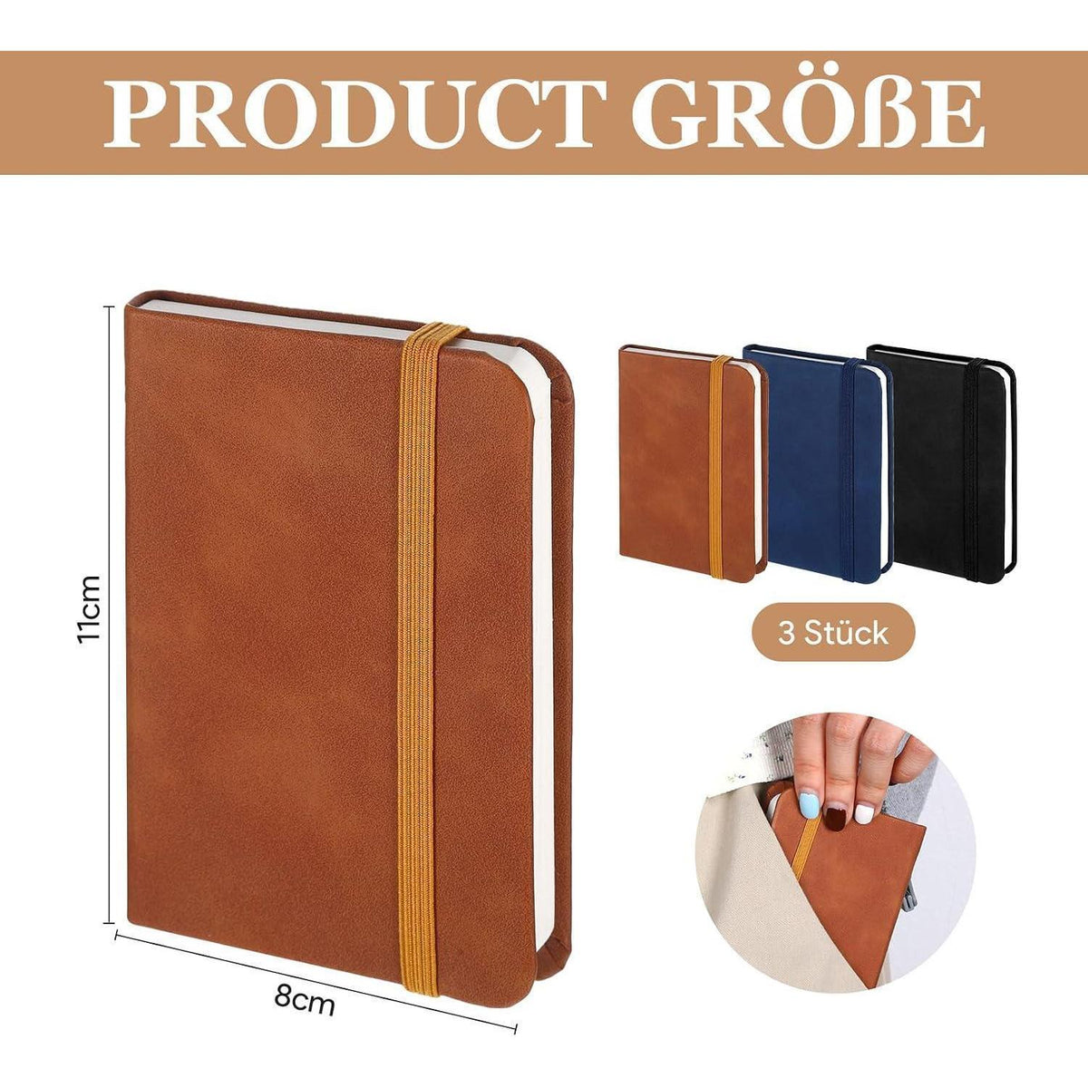 Mini Notizbücher Set 3er-Pack A7 – Klein, Praktisch & Farbig