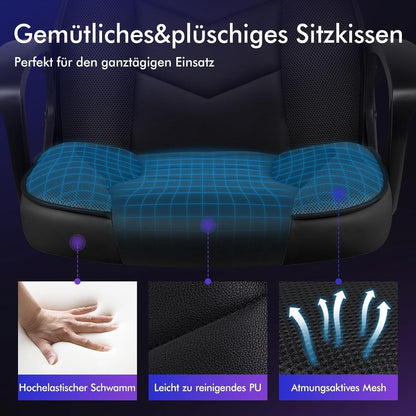 Ergonomischer Gaming-Schreibtischstuhl, höhenverstellbar, 150 kg belastbar