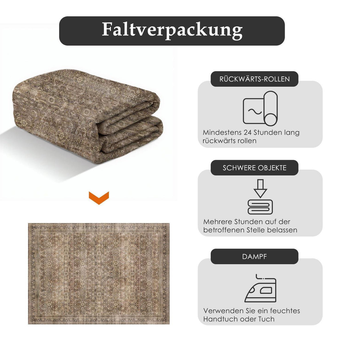 Vintage Teppich Braun 160x230cm – Waschbar & Rutschfest