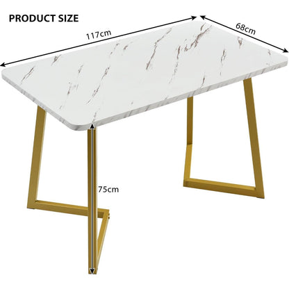 Esstisch Set 117x68cm mit 4 Samtstühlen Schwarz/Gold