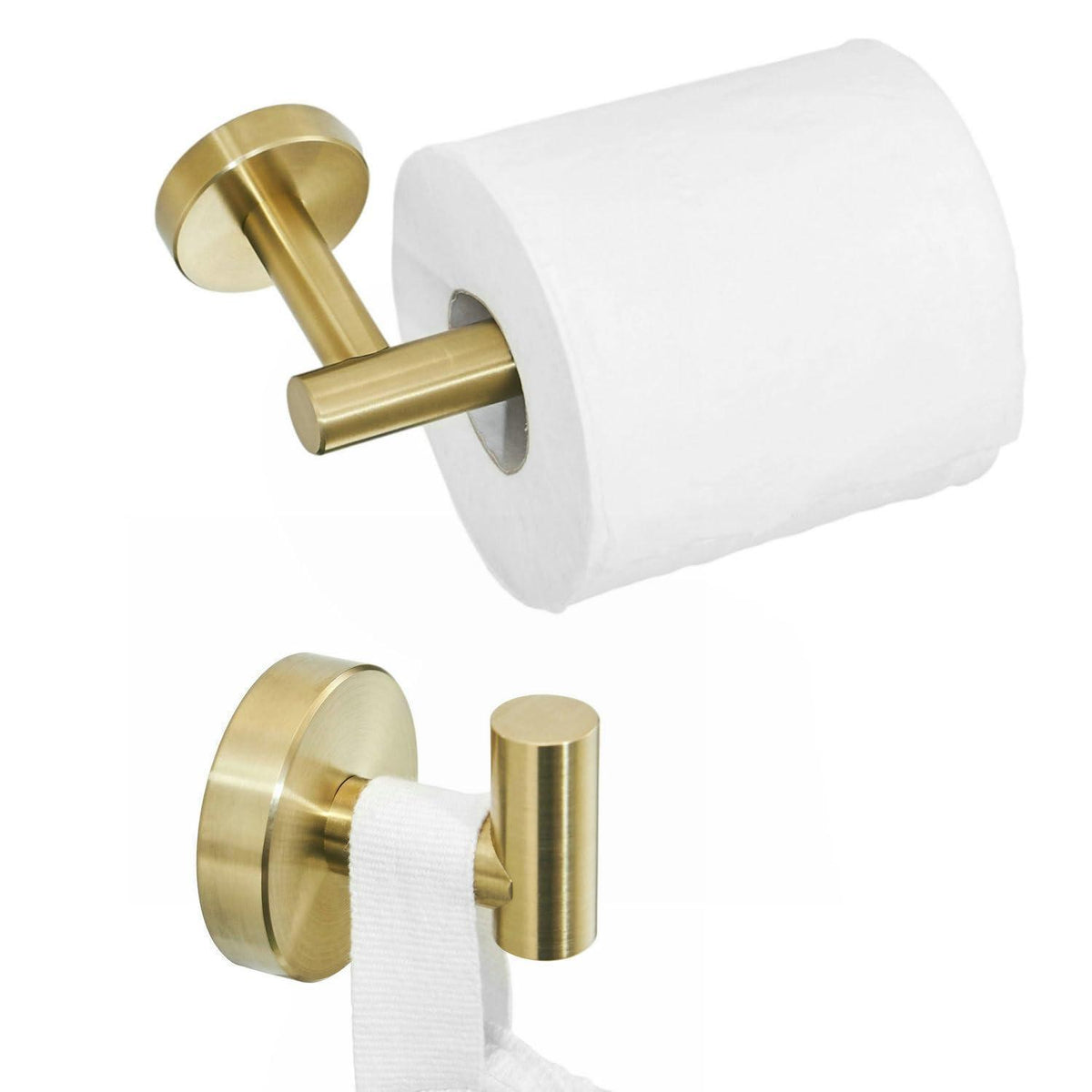 Gebürsteter Goldener Klopapierhalter & Handtuchhaken Set Edelstahl
