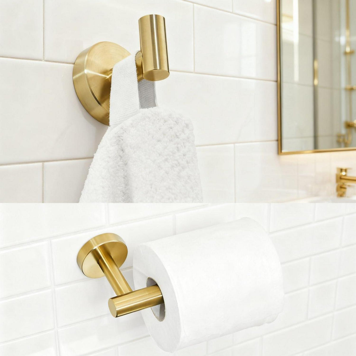 Gebürsteter Goldener Klopapierhalter & Handtuchhaken Set Edelstahl
