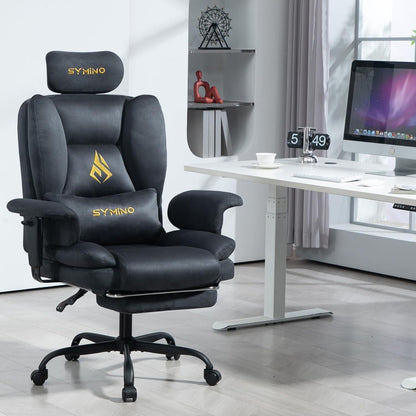 Gaming Stuhl mit Fußstütze, Wildlederimitat, Grau