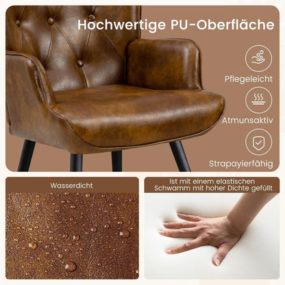 Ohrensessel mit Hocker, Braun – Bequemer Relaxsessel für Wohnzimmer
