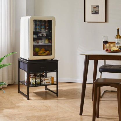 Verstellbarer Beistelltisch mit Schublade & Ablage – 50cm Schwarz