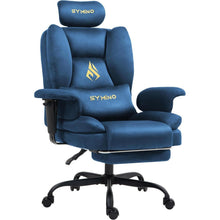Gaming Stuhl mit Fußstütze, Blau Wildlederimitat