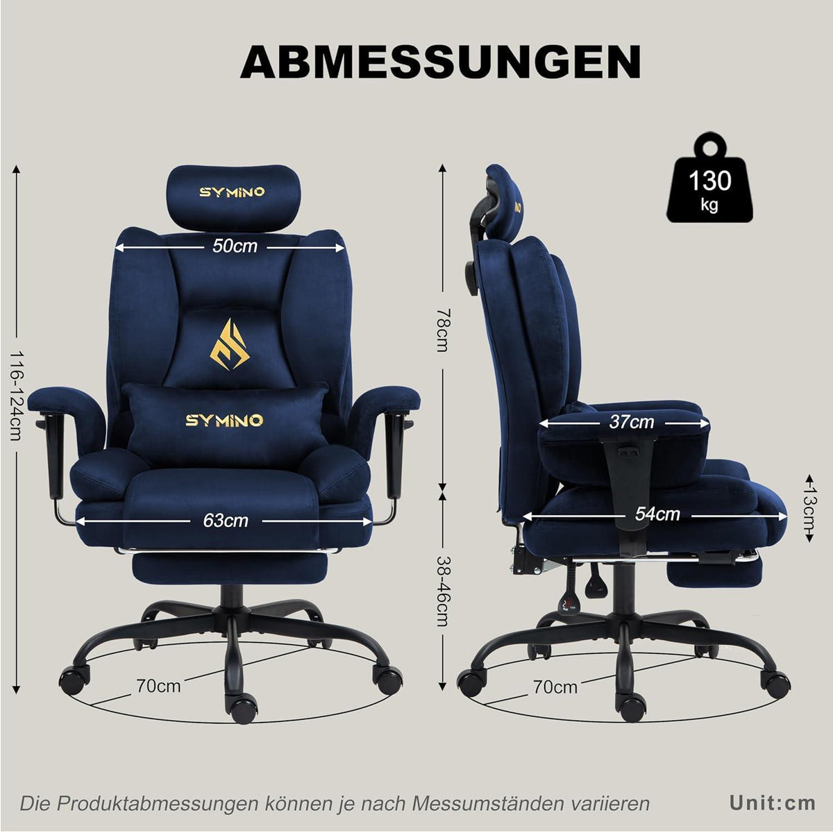 Gaming Stuhl mit Fußstütze, Chefsessel Dunkelblau