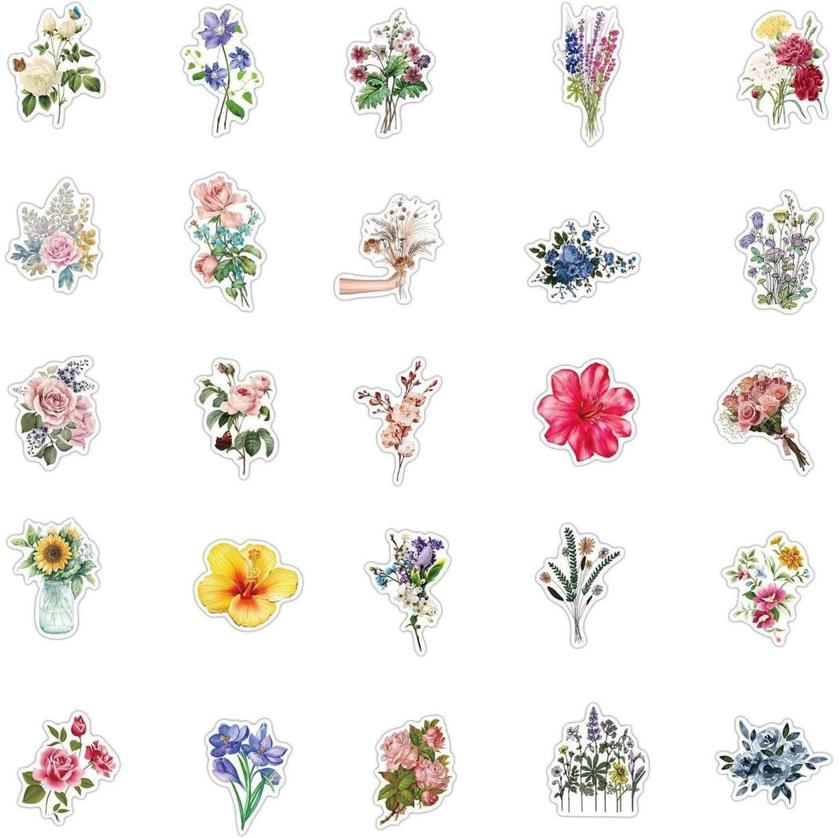 50 Blumen Aufkleber Wasserdicht – Scrapbooking & Basteln