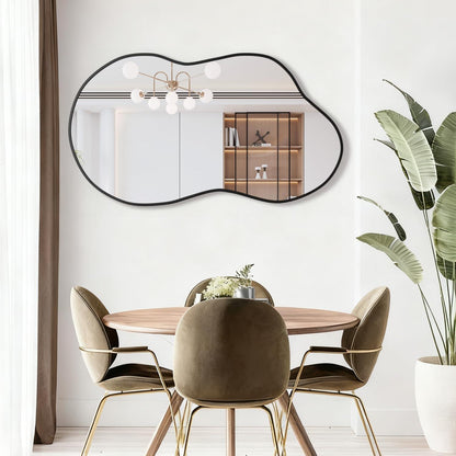 Asymmetrischer Wandspiegel 50x90cm – Moderner Badezimmerspiegel Schwarz