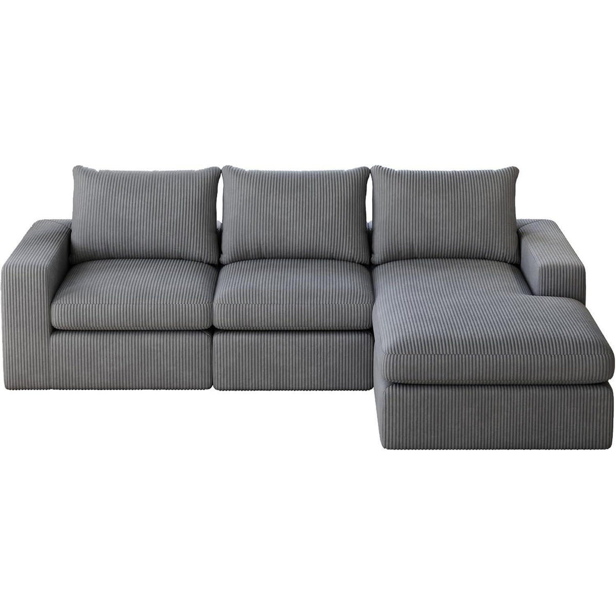 Modernes L-förmiges Cord Sofa | Ecksofa 3-Sitzer mit verstellbarer Liege