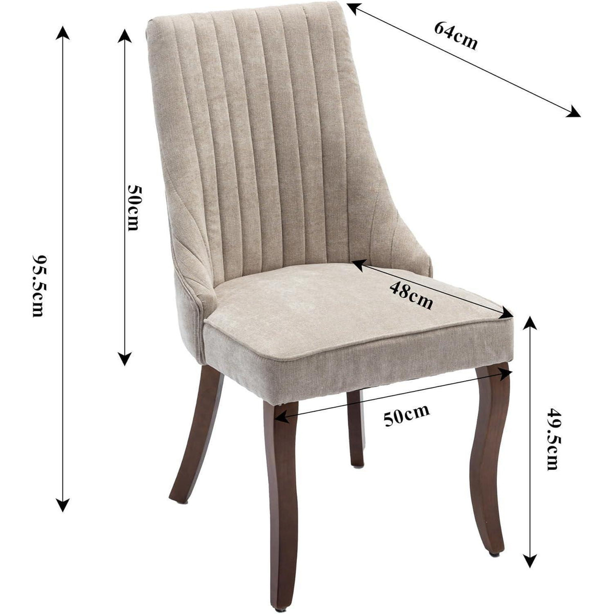 Esszimmerstühle 2er Set, Beige – Massivholz & Chenille