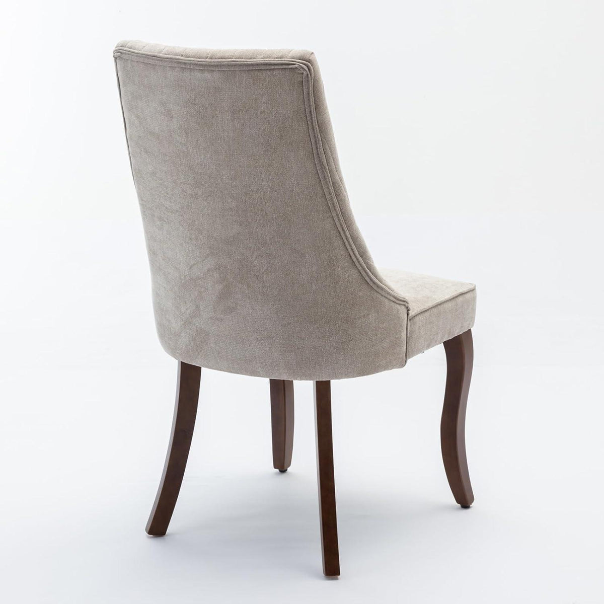 Esszimmerstühle 2er Set, Beige – Massivholz & Chenille