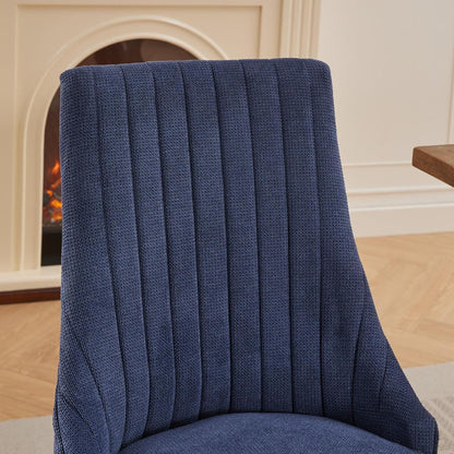 Esszimmerstühle 2er Set Blau – Bequemer Chenille-Stoff & Massivholz