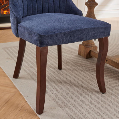 Esszimmerstühle 2er Set Blau – Bequemer Chenille-Stoff & Massivholz