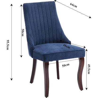 Esszimmerstühle 6er Set Blau – Bequeme Chenille-Stühle mit Massivholzbeinen