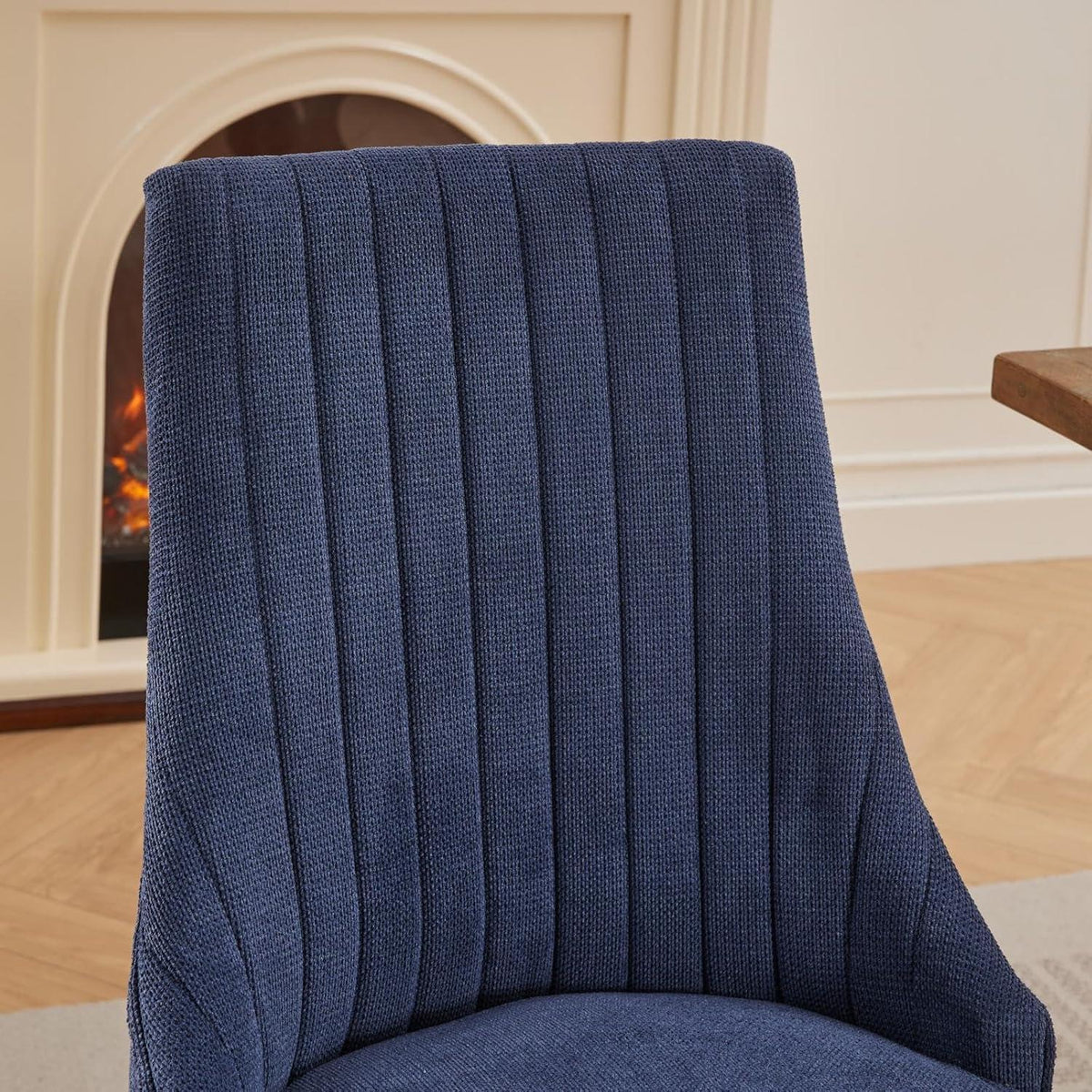 Esszimmerstühle 6er Set Blau – Bequeme Chenille-Stühle mit Massivholzbeinen