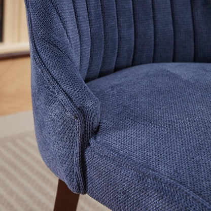 Esszimmerstühle 6er Set Blau – Bequeme Chenille-Stühle mit Massivholzbeinen