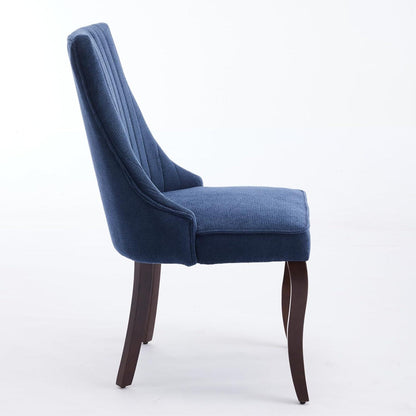 Esszimmerstühle 6er Set Blau – Bequeme Chenille-Stühle mit Massivholzbeinen