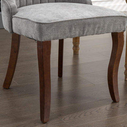 Esszimmerstühle 2er Set Grau – Bequemer Chenille-Stoff & Massivholz