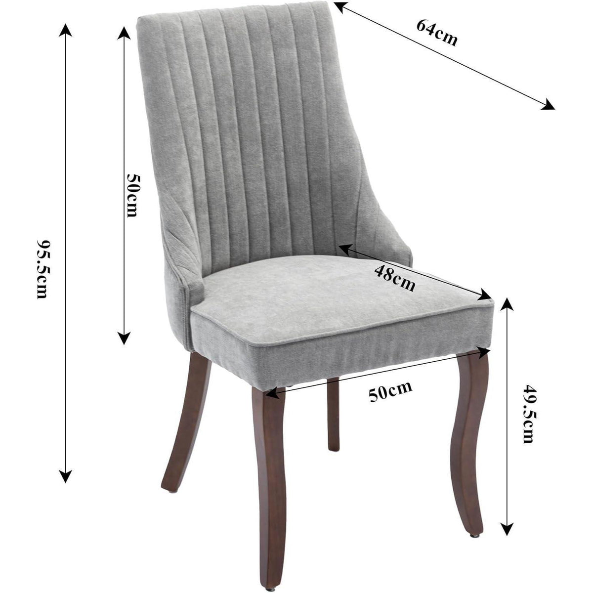 Esszimmerstühle 4er Set Grau – Bequeme Chenille-Stühle mit Holzbeinen