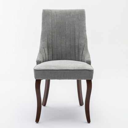 Esszimmerstühle 4er Set Grau – Bequeme Chenille-Stühle mit Holzbeinen