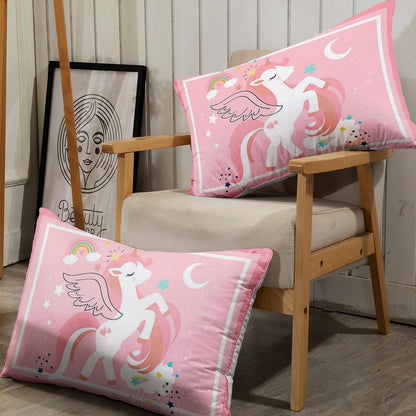Einhorn Bettwäsche Set 200x200 cm Rosa mit Regenbögen