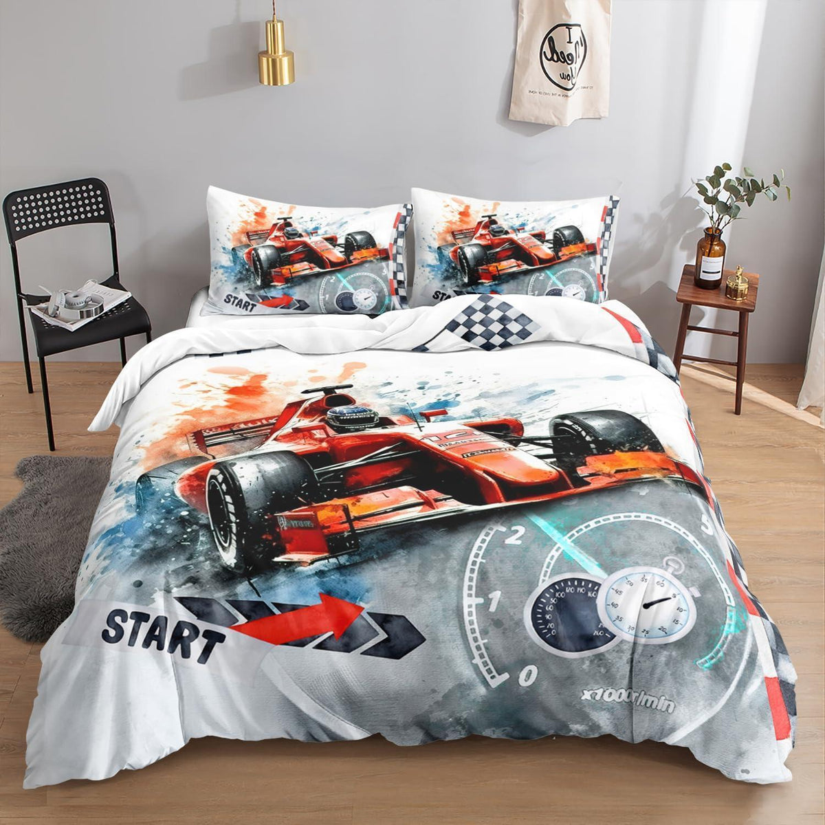 Rennwagen Bettwäsche Set 200x200 cm Rot
