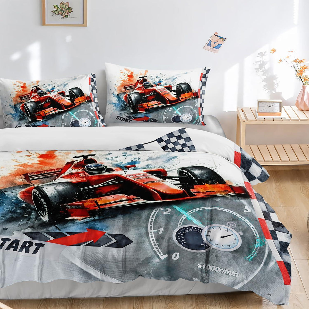 Rennwagen Bettwäsche Set 200x200 cm Rot