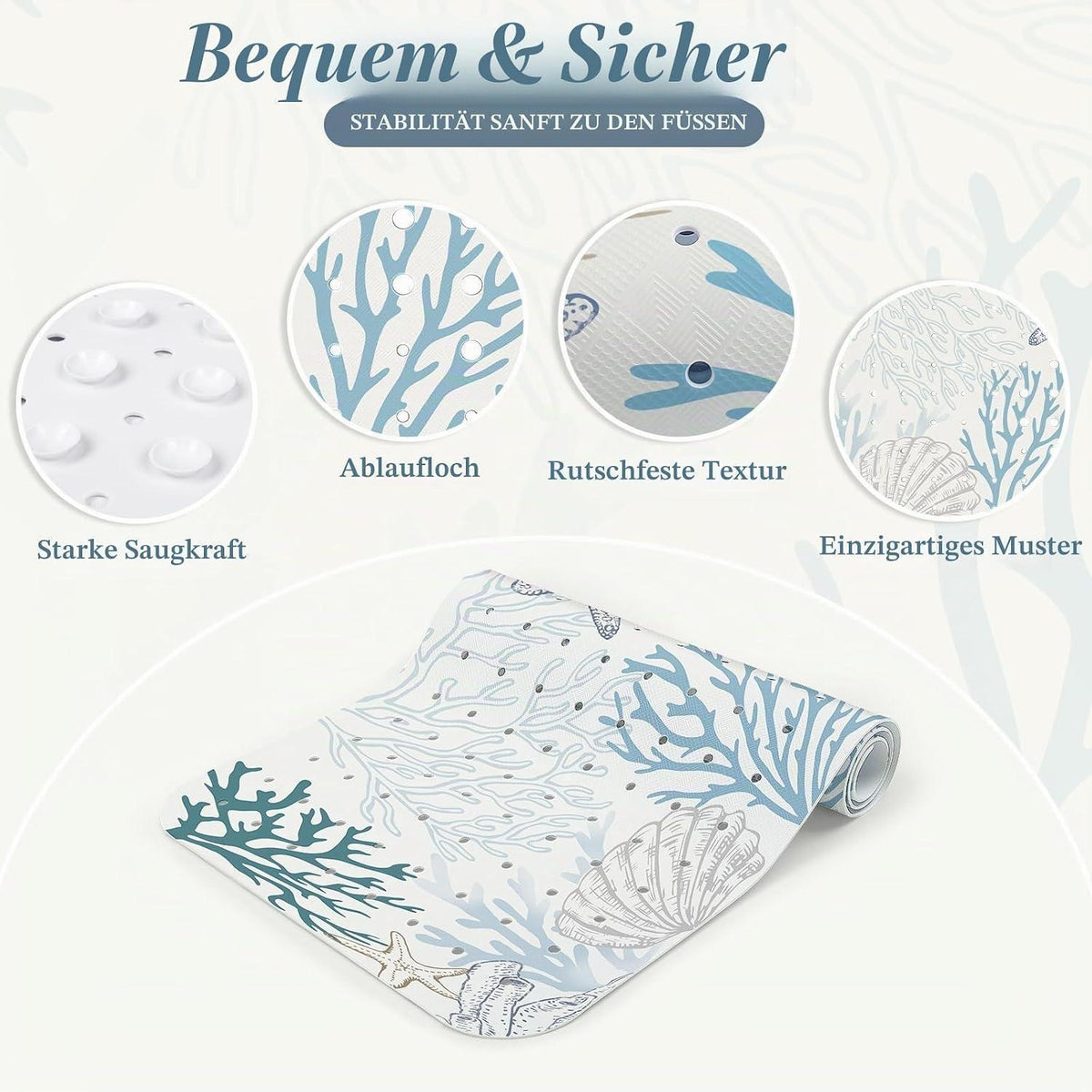 Rutschfeste Badewannenmatte Koralle 100x40 cm – Sicher & Komfortabel