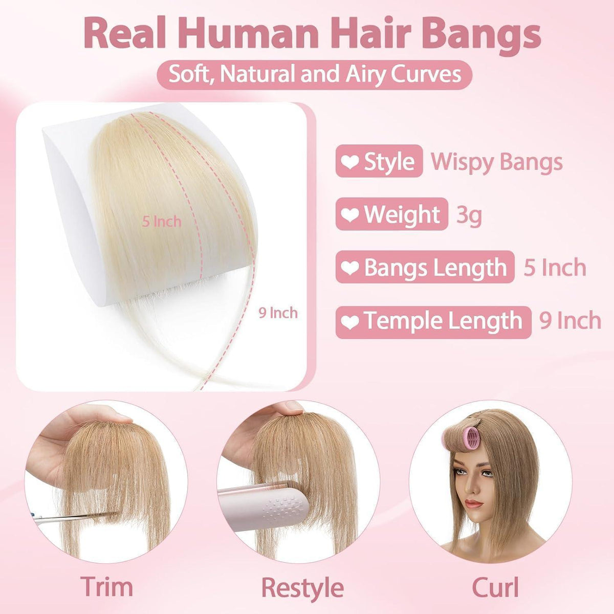 Luftiger Pony Haarteil #613 Blond – Zarter, jugendlicher Look