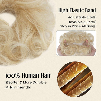 Echthaar Dutt Haarteil mit Gummiband – Platinblond