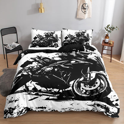 Motorrad Bettwäsche-Set 100x132 cm, Tuschemalerei Stil