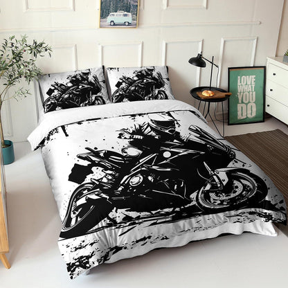 Motorrad Bettwäsche-Set 100x132 cm, Tuschemalerei Stil