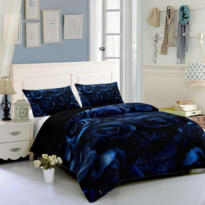 Rosen Blau Blume Bettwäsche-Set 200x200cm