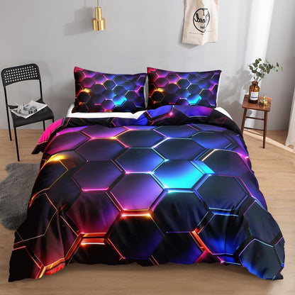 3D Geometrischer Honeycomb Bettbezug 200x200 cm