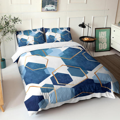 Blaues Geometrie Bettwäsche-Set 200x200 cm – Modernes Design