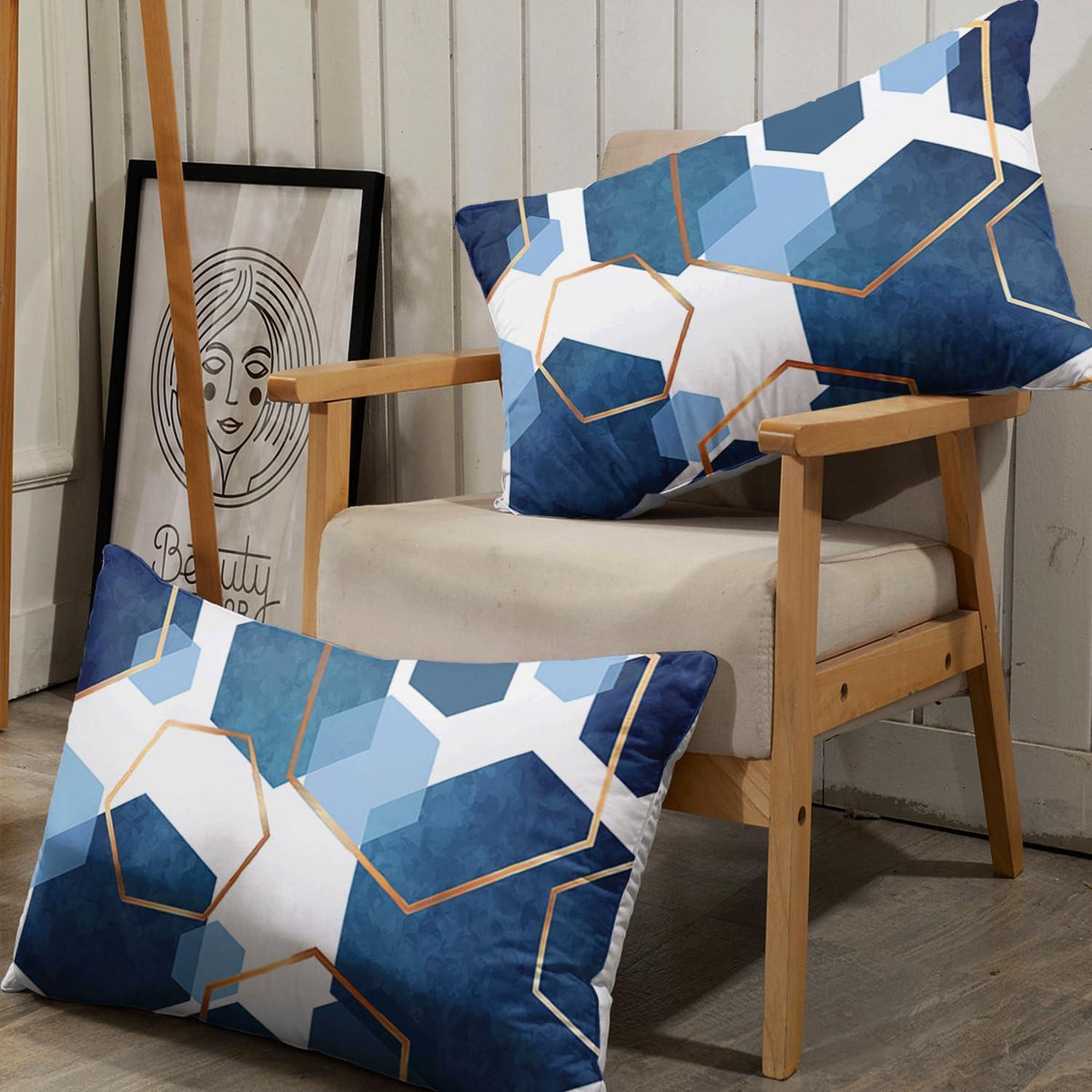 Blaues Geometrie Bettwäsche-Set 200x200 cm – Modernes Design