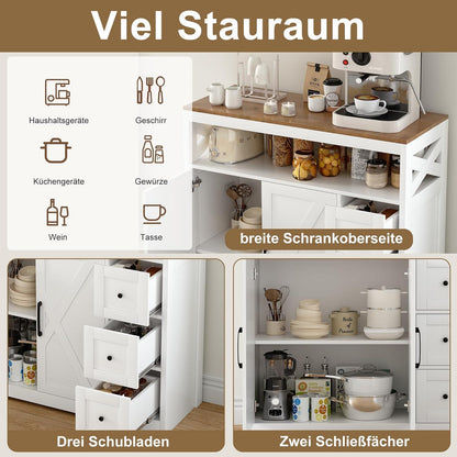 Sideboard mit 3 Schubladen & 2 Türen – Weiß, 100x40x105cm