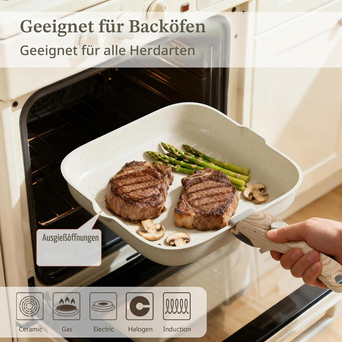 Induktions Kochgeschirr Set mit abnehmbaren Griffen & Antihaftbeschichtung