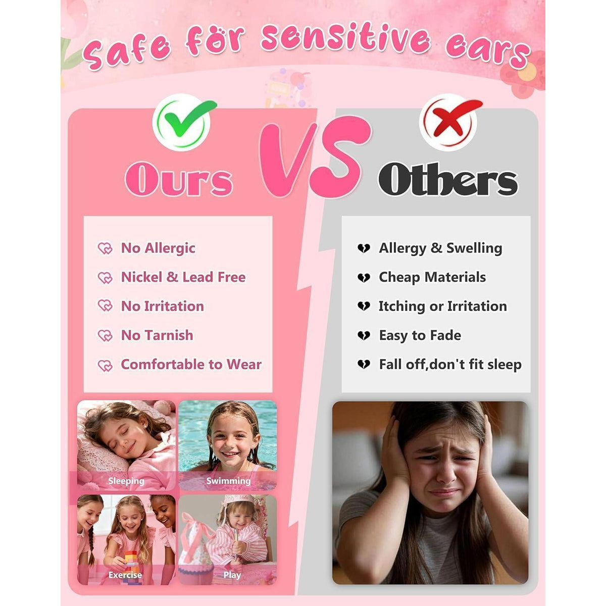 10 Paar Kinder Ohrringe – Hypoallergen & Medizinischer Stecker
