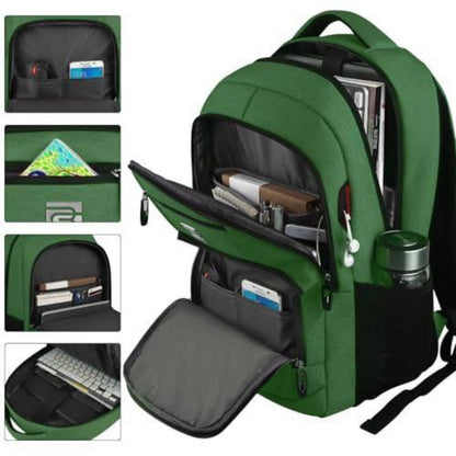 18 Zoll Laptop Rucksack Herren – Schulrucksack Militärgrün mit Gepäckgurt