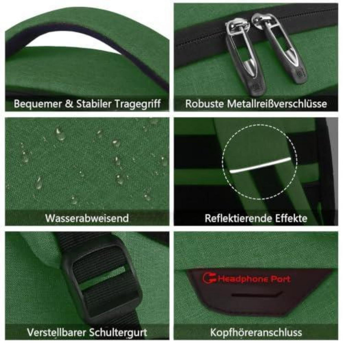 18 Zoll Laptop Rucksack Herren – Schulrucksack Militärgrün mit Gepäckgurt