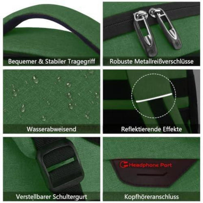 18 Zoll Laptop Rucksack Herren – Schulrucksack Militärgrün mit Gepäckgurt