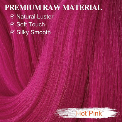 Neonrosa Pre Stretched Braiding Haare – 8er Pack für Cosplay & Party