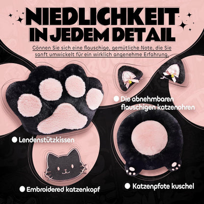 Gaming Stuhl mit Katzenohren und Fußstütze, Rosa