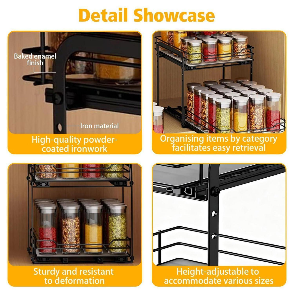 Gewürzregal ausziehbar, 2 Etagen, Schrank Organizer Küche
