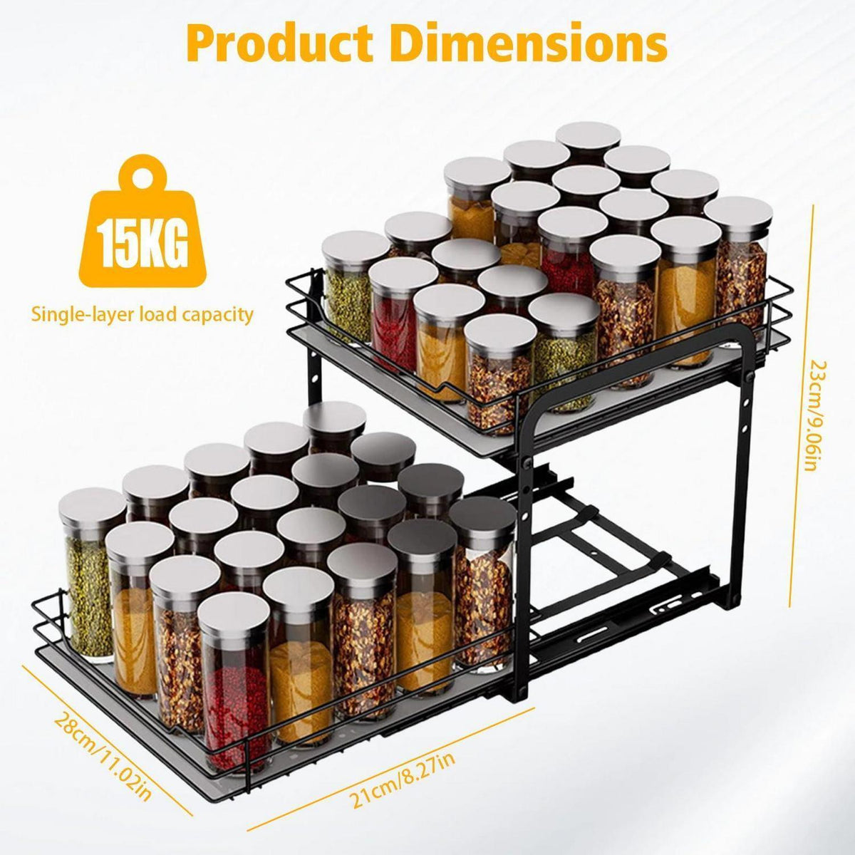 Gewürzregal ausziehbar, 2 Etagen, Schrank Organizer Küche